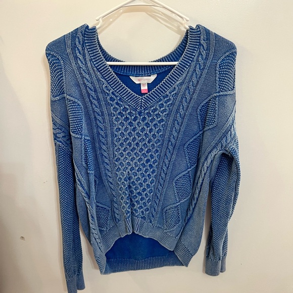 No Boundaries Sweaters - No Boundaries Blue V-Neck Cable Knit Sweater